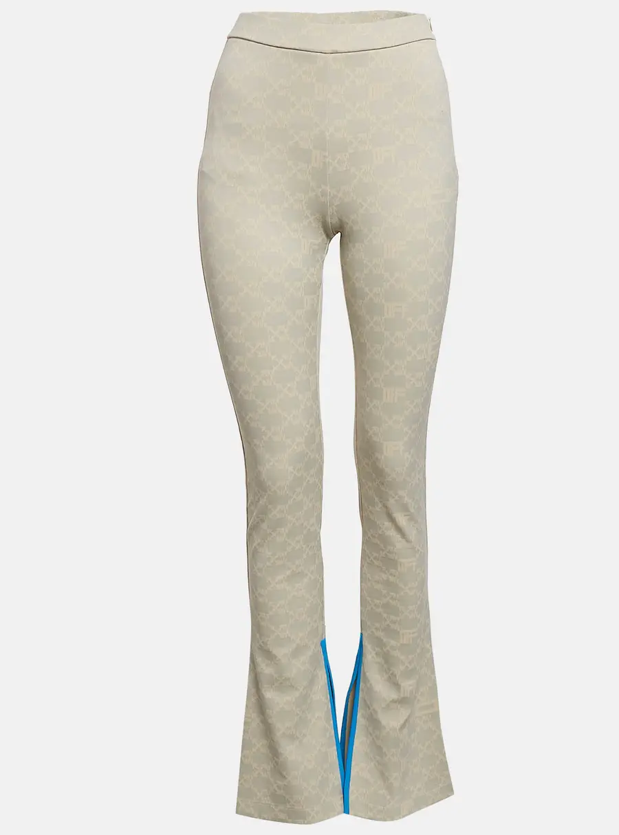 Off-White Neutral Cream Monogram Jersey Slit Detail Leggings XS