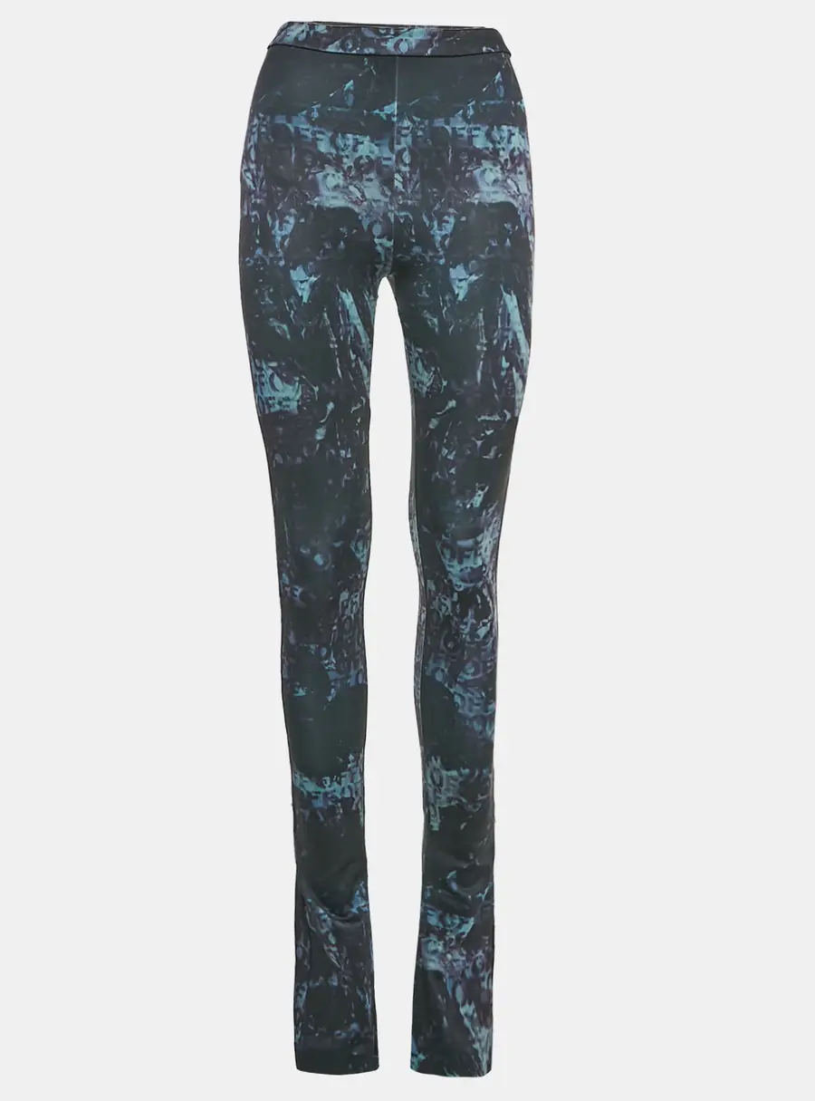 Off-White Black Abstract Print Jersey Flared Leggings S