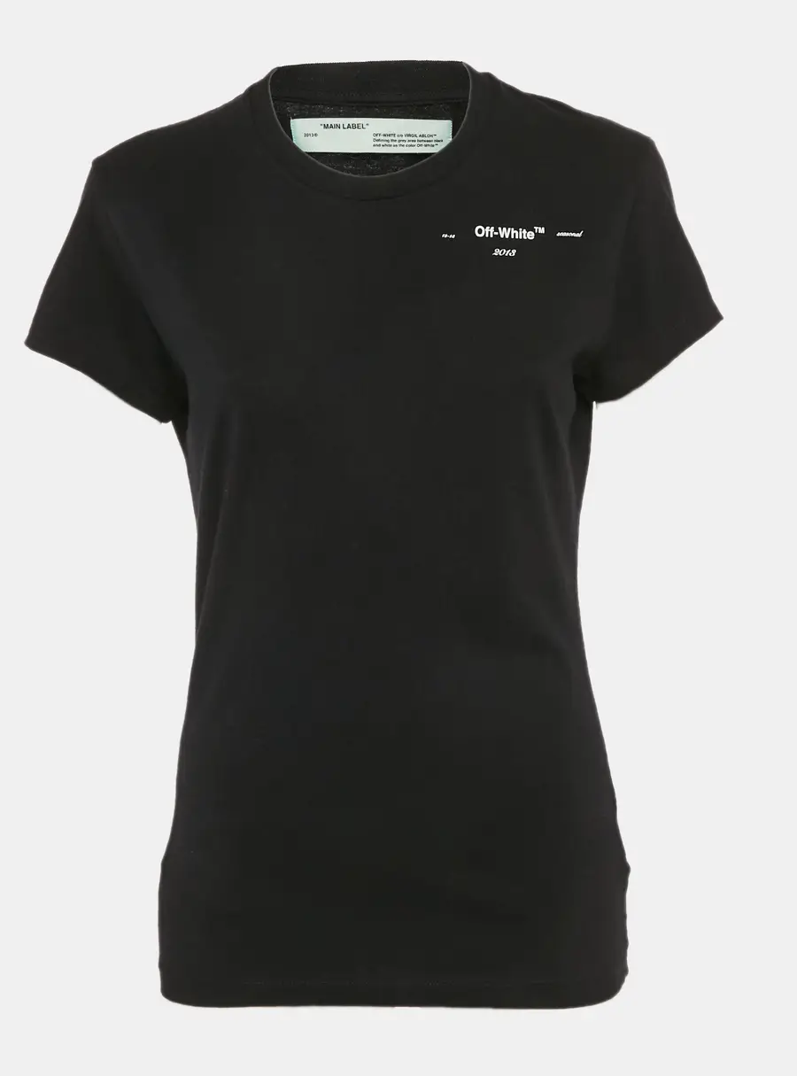 Off-White Black Print Cotton Jersey Crew Neck T-Shirt S
