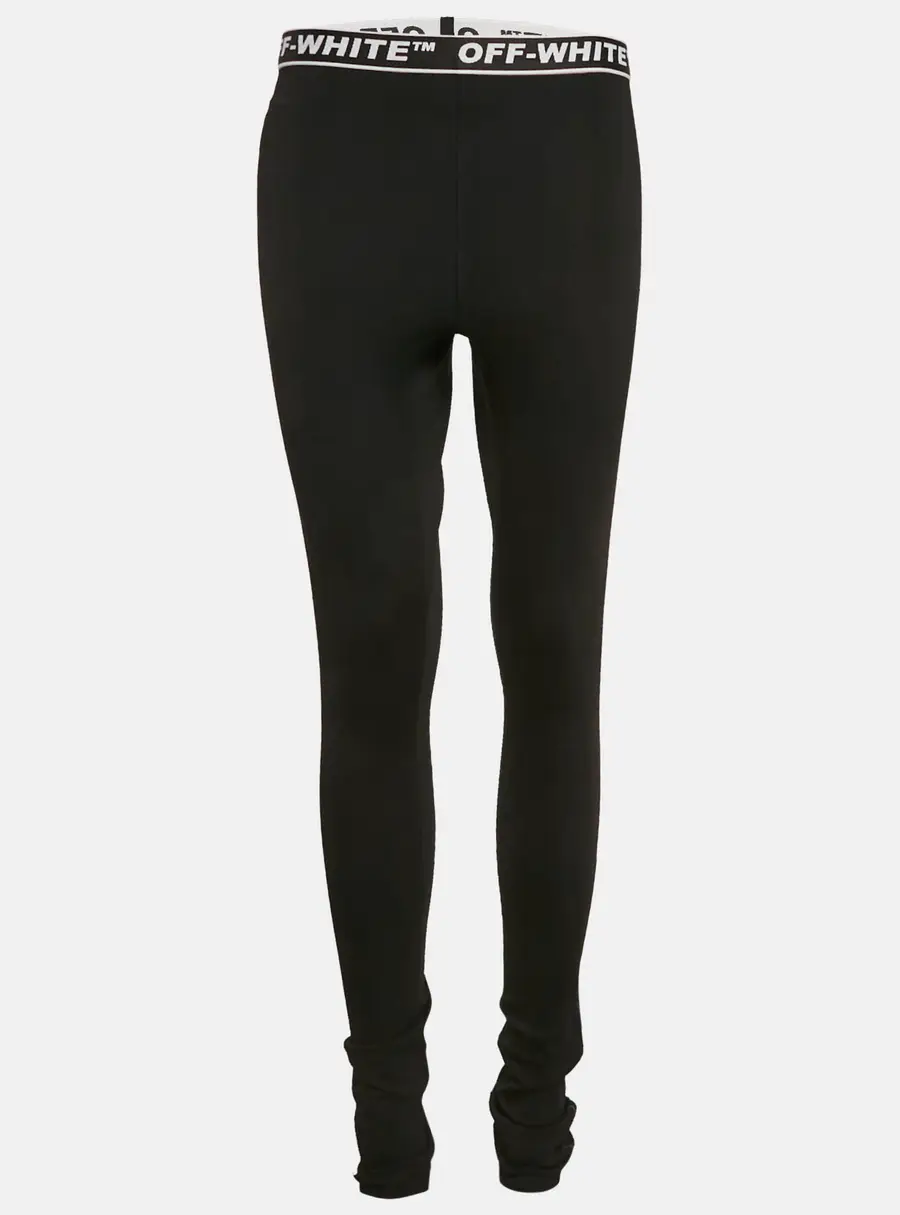 Off-White Black Logo Waistband Jersey Active Leggings L