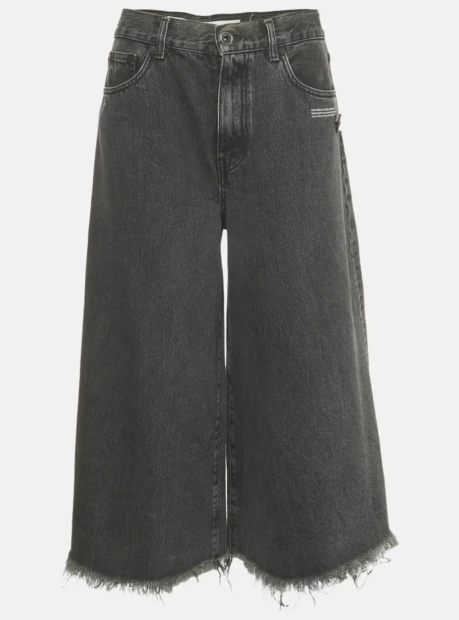 Off-White Black Faded Denim Culottes Jeans M Waist 29"