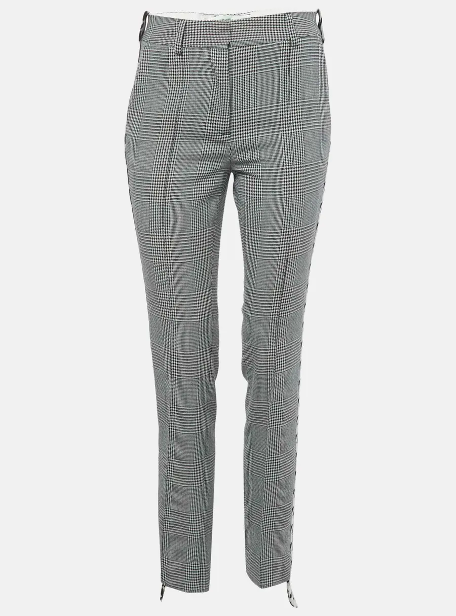 Off-White Black /White Prince Of Whales Wool Trousers S