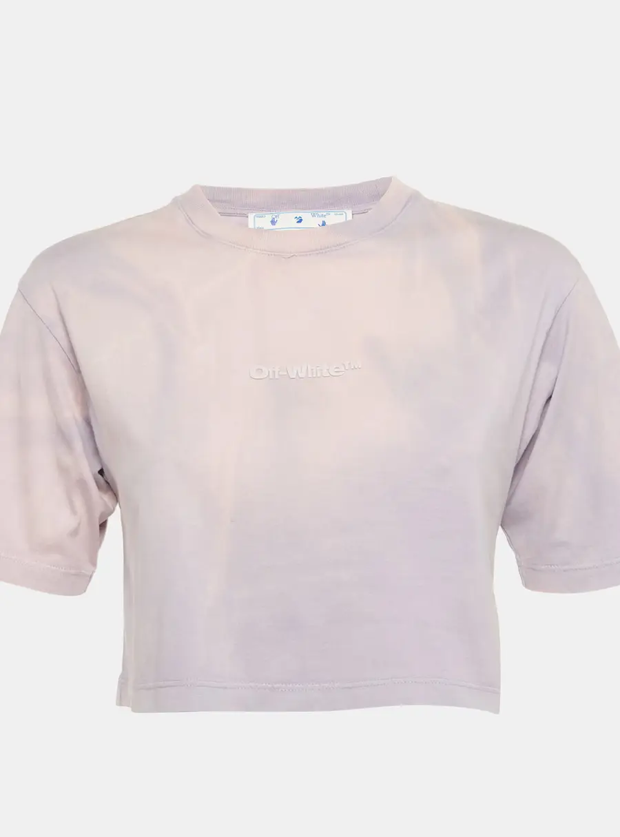 Off-White Lavender Tie & Dye Logo Applique Crop Top S