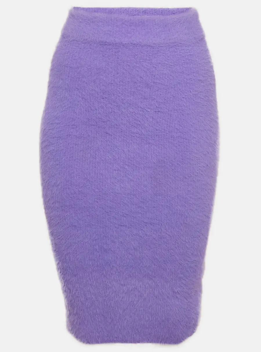 Off-White Lilac Faux Mohair Mini Skirt M