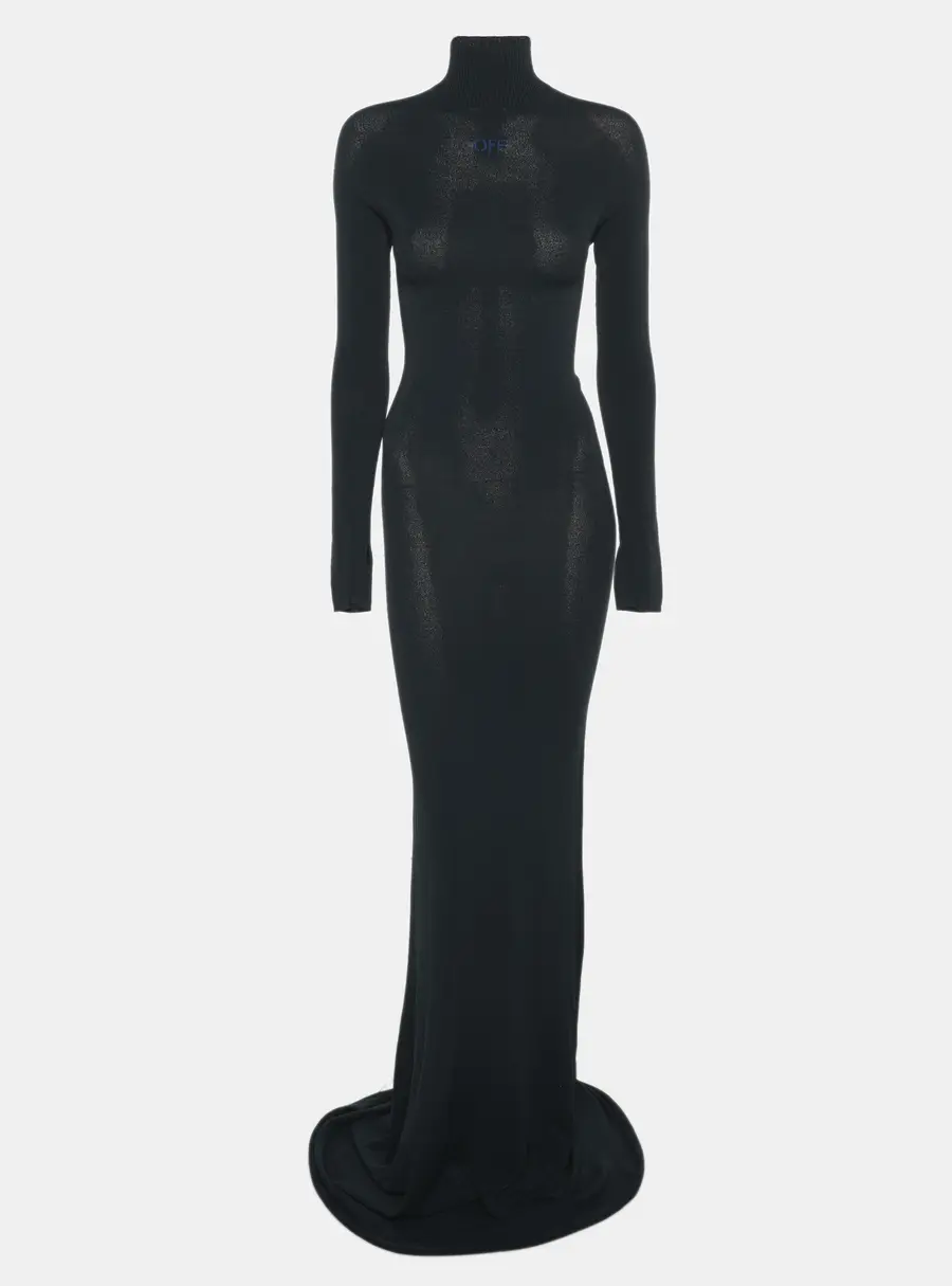 Off-White Blue Stretch Crepe Bodycon Dress M