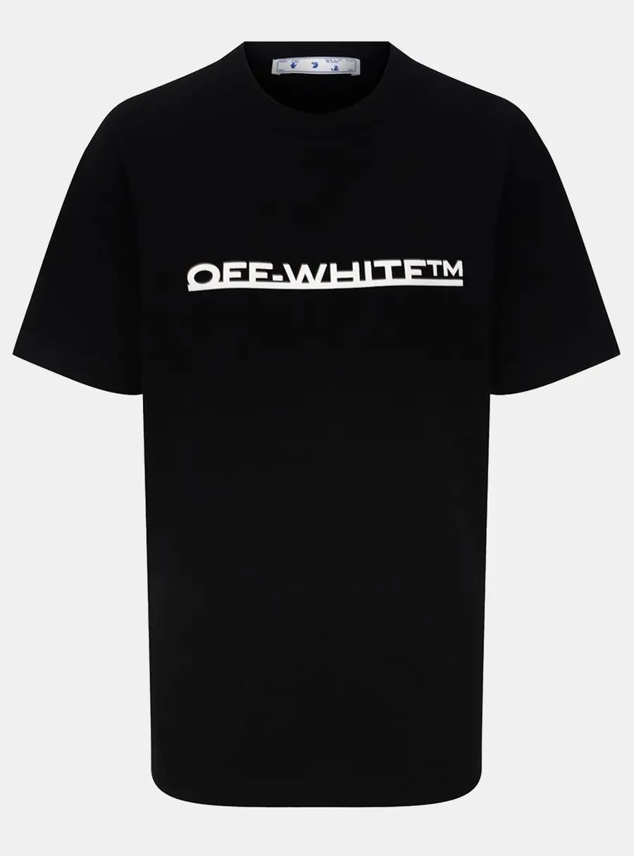 Off-White Black Underlined Logo Print Jersey Crew Neck T-Shirt S