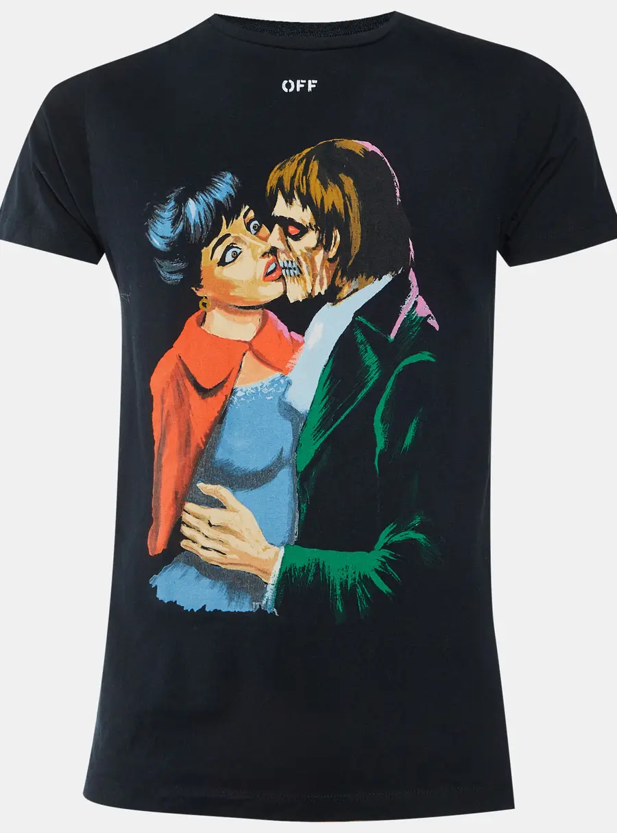 Off-White Black Cotton Kiss Printed Crewneck T-Shirt S