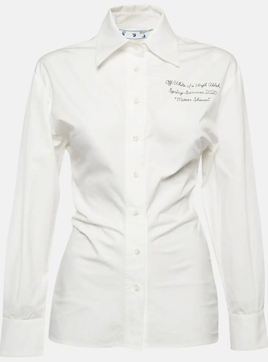 Off-White White Cotton Embroidered Tailored Shirt S