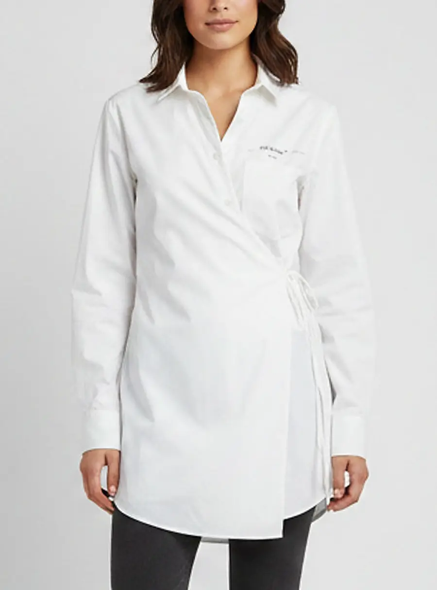 Off-White White Arrow Logo Graphic Poplin Button Up Shirt S