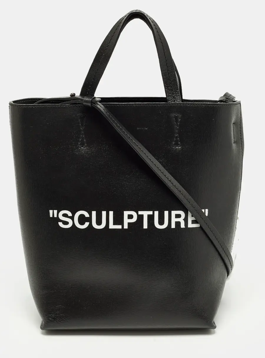 Off-White "Sculpture" Black Leather Vertical Tote