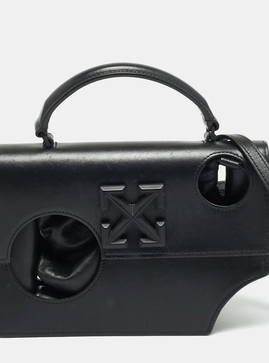 Off-White 1.4 Jitney Black Leather Top Handle Bag