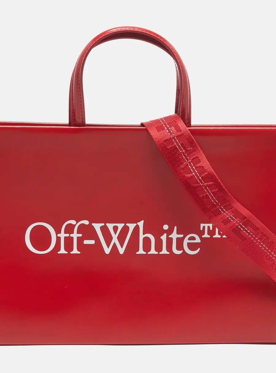 Off-White Box Red/White Glossy Leather Tote