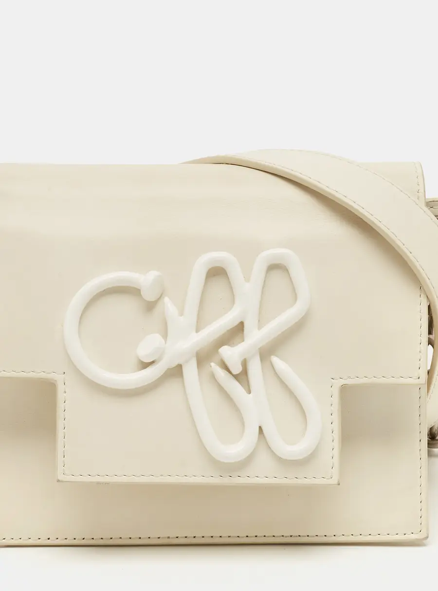 Off-White Nail Logo White Leather Shoulder Bag