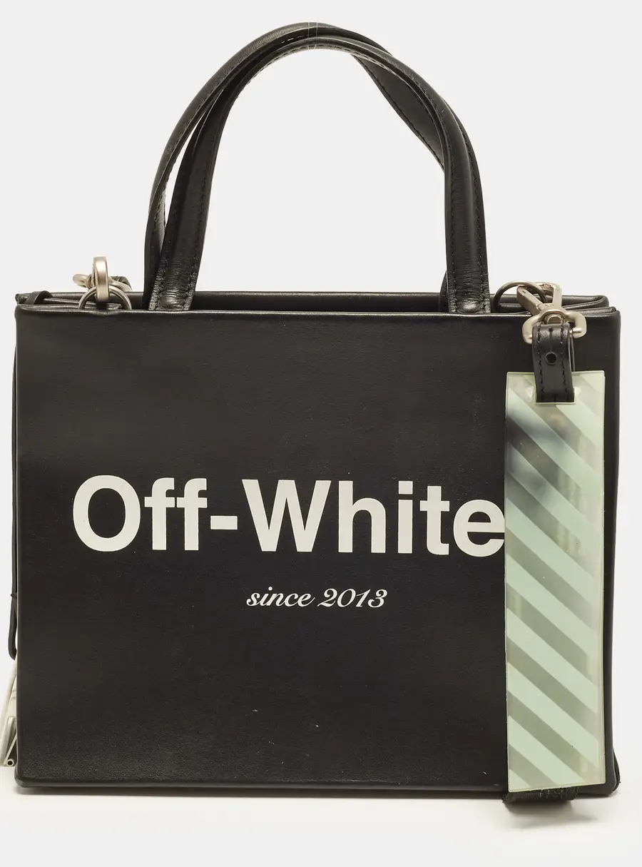 Off-White Box Mini Black Leather Tote