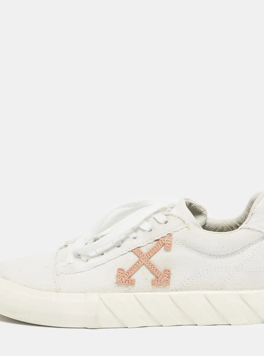 Off-White White Canvas Vulcanised Lace Up Sneakers Size 37