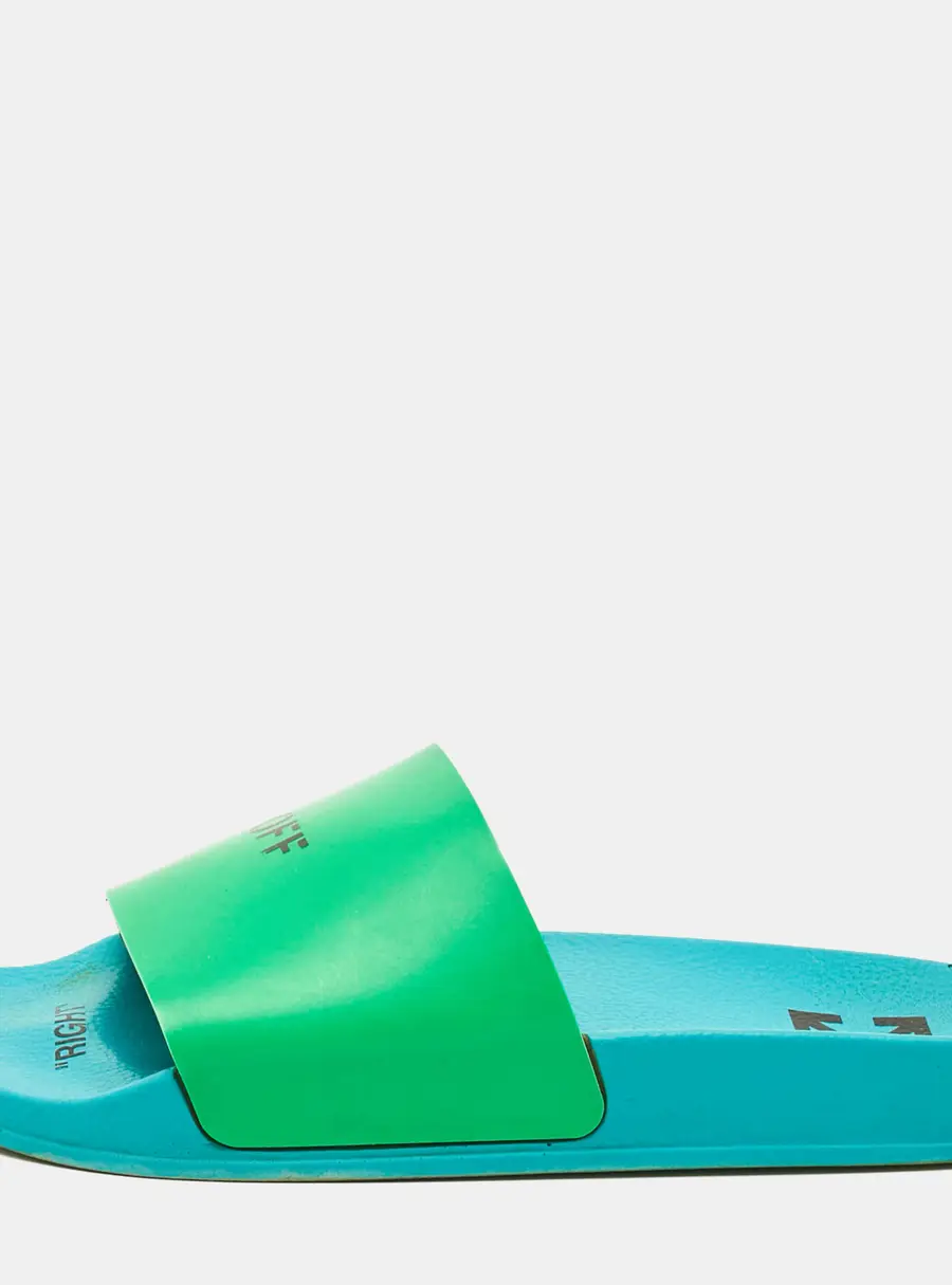 Off-White Size 38 Green Rubber Off Pool Slide Sandals