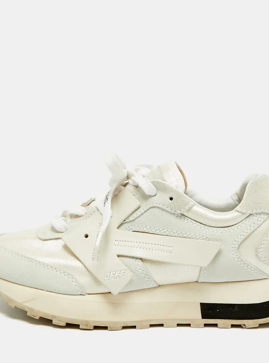 Off-White HG Runner Size 37 White/Grey Fabric and Suede Lace Up Sneakers