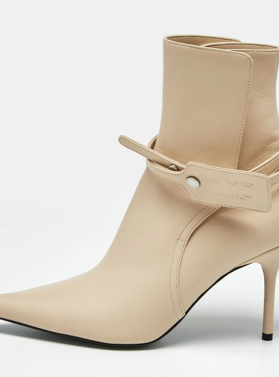 Off-White Allen Size 36 Beige Leather Ankle Length Boots