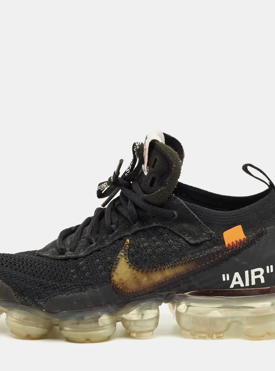 Off-White x Nike Air Vapormax Size 37.5 Black Knit Fabric Low Top Sneakers