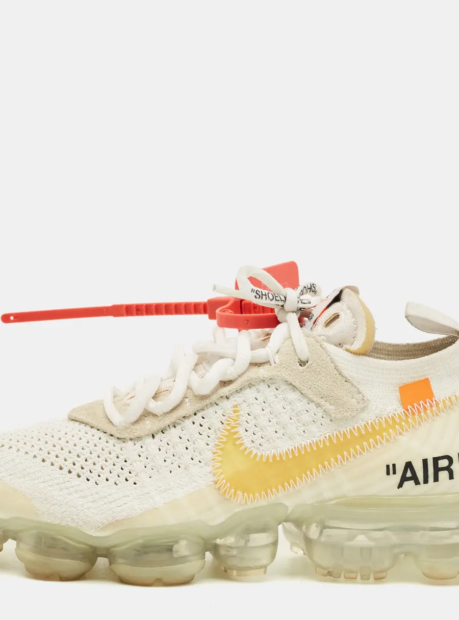 Off-White x Nike Air Vapormax Size 37.5 White Knit Fabric Low Top Sneakers