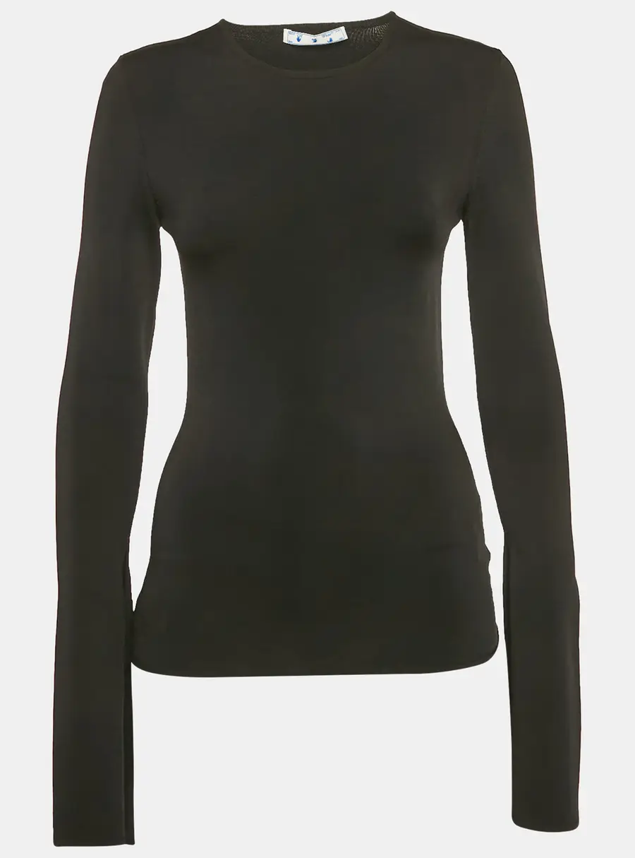 Off-White Black Rib Knit Back Open Fitted Top S