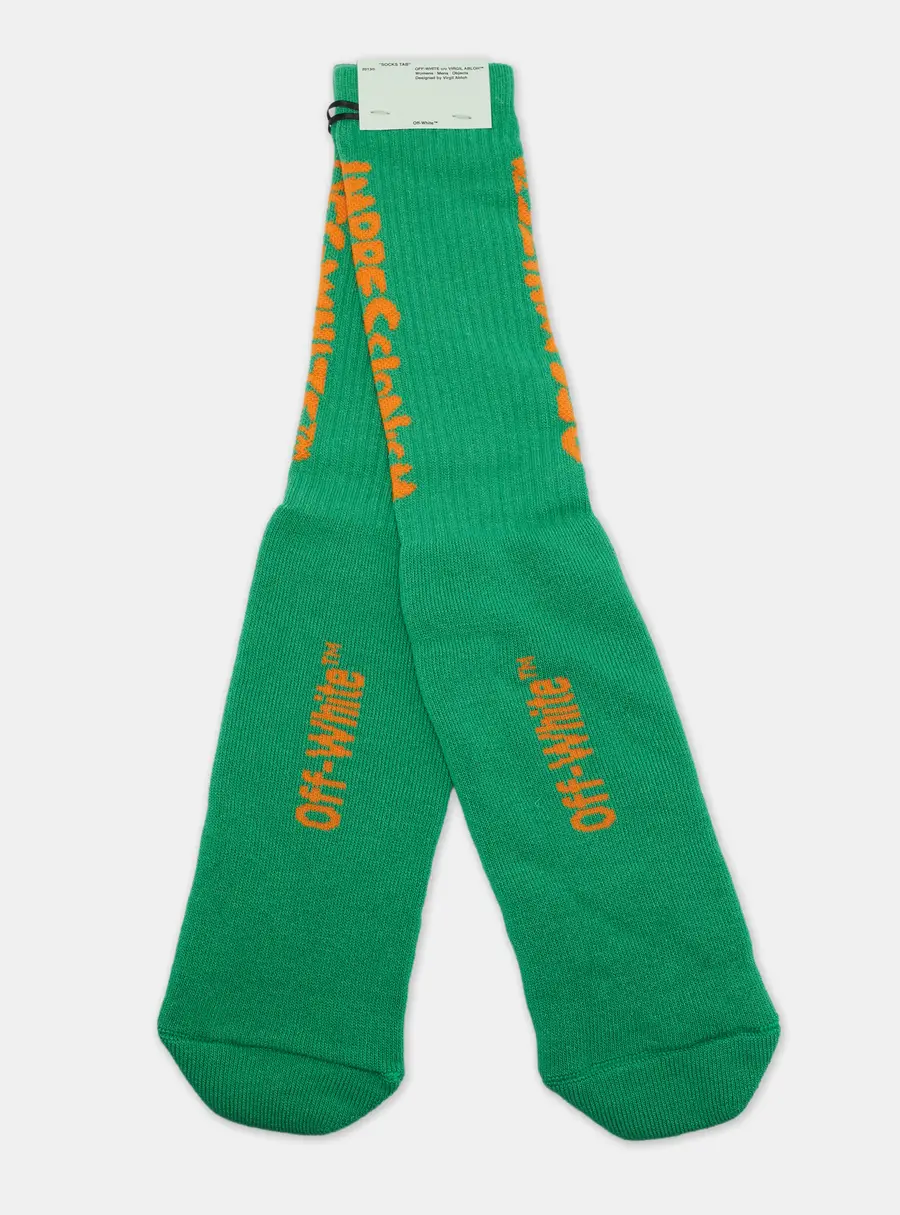 Off-White Green Bubble Front Cotton Socks One Size