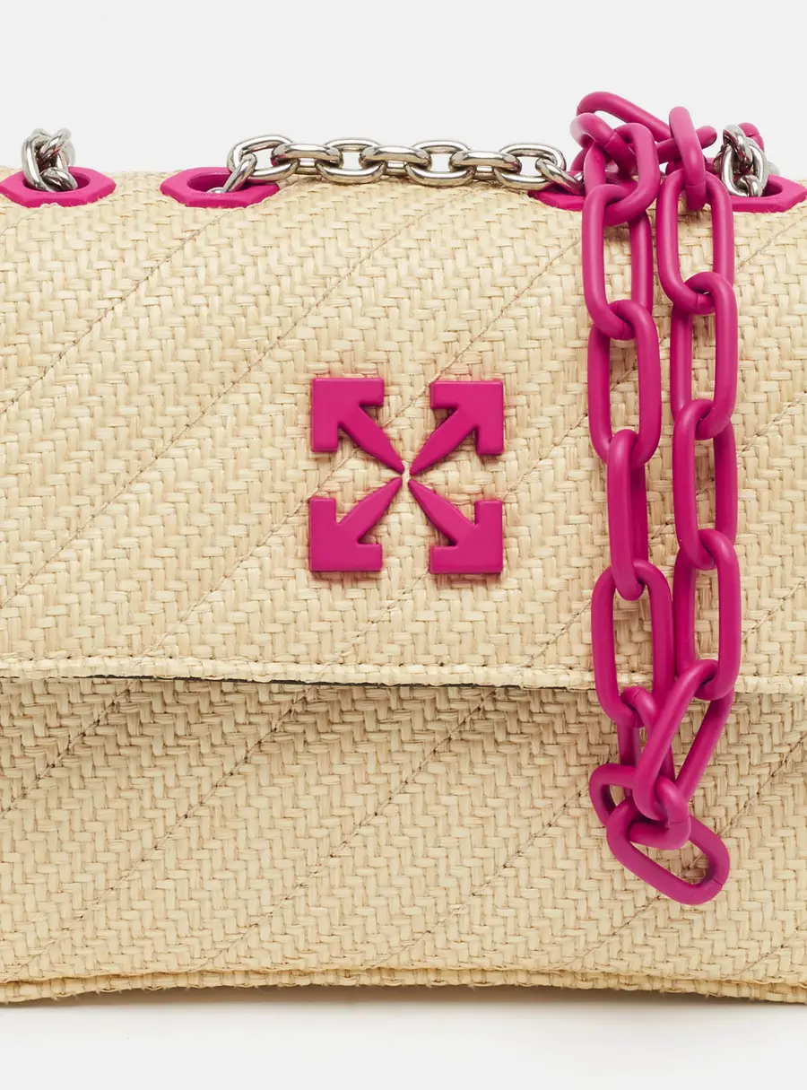 Off-White Jackhammer 19 Beige Raffia Shoulder Bag