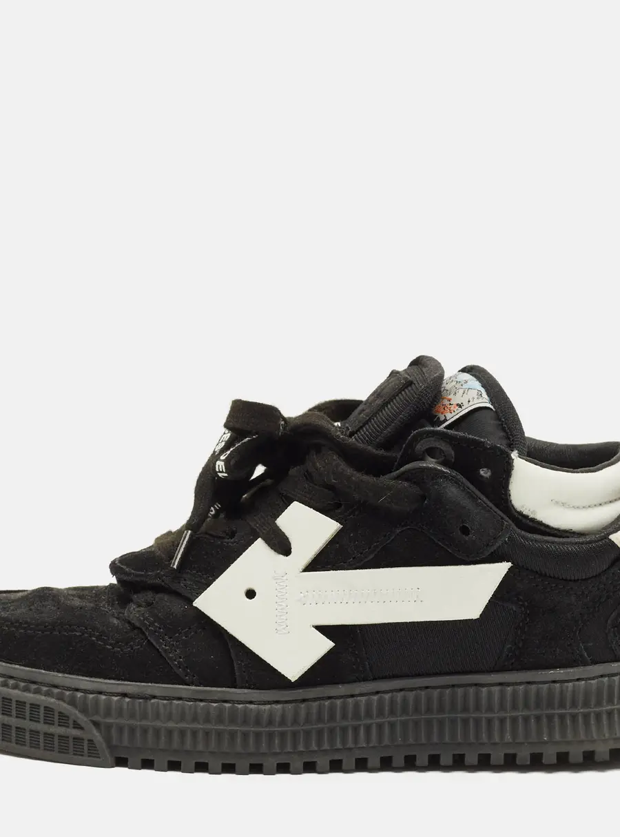Off-White Floating Arrow Size 36 Black Fabric and Suede Lace Up Sneakers
