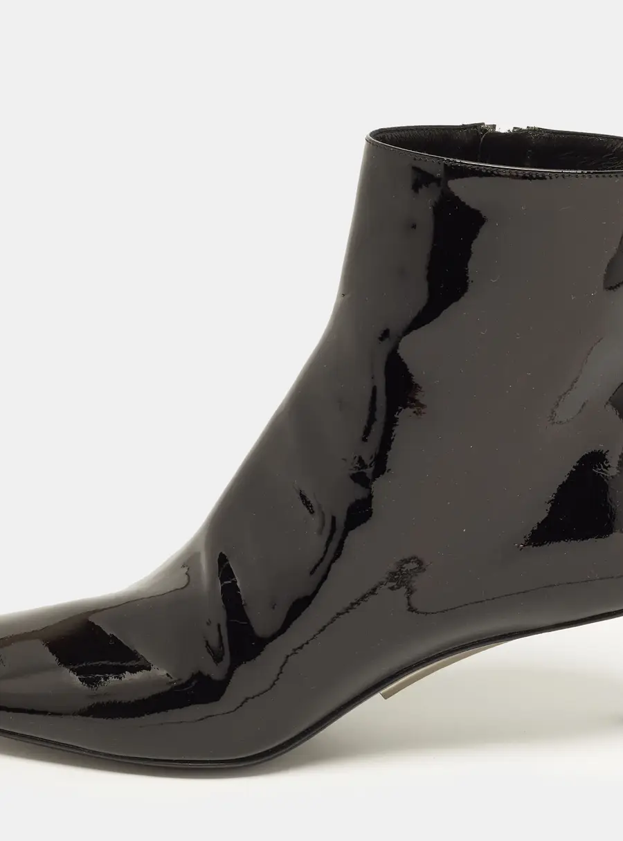 Off-White Allen Size 37 Black Patent Leather Ankle Boots