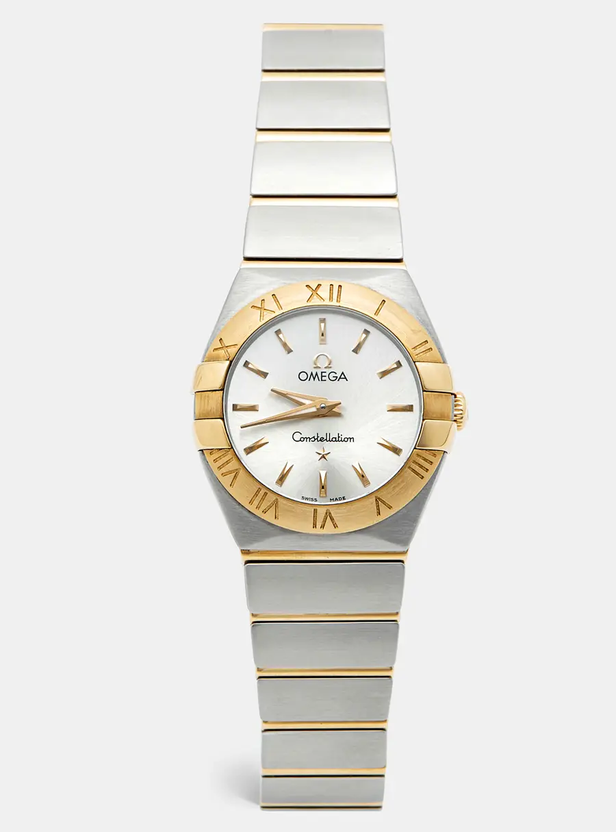 Omega Constellation 123.20.24.60.02.002 Silver Dial 18K Yellow Gold Stainless Steel Women's Wristwatch 24 mm