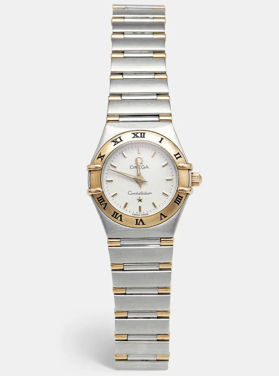 Omega Constellation 795.1203 Silver White Dial 18k Yellow Gold Stainless Steel Women's Wristwatch 22.50 mm