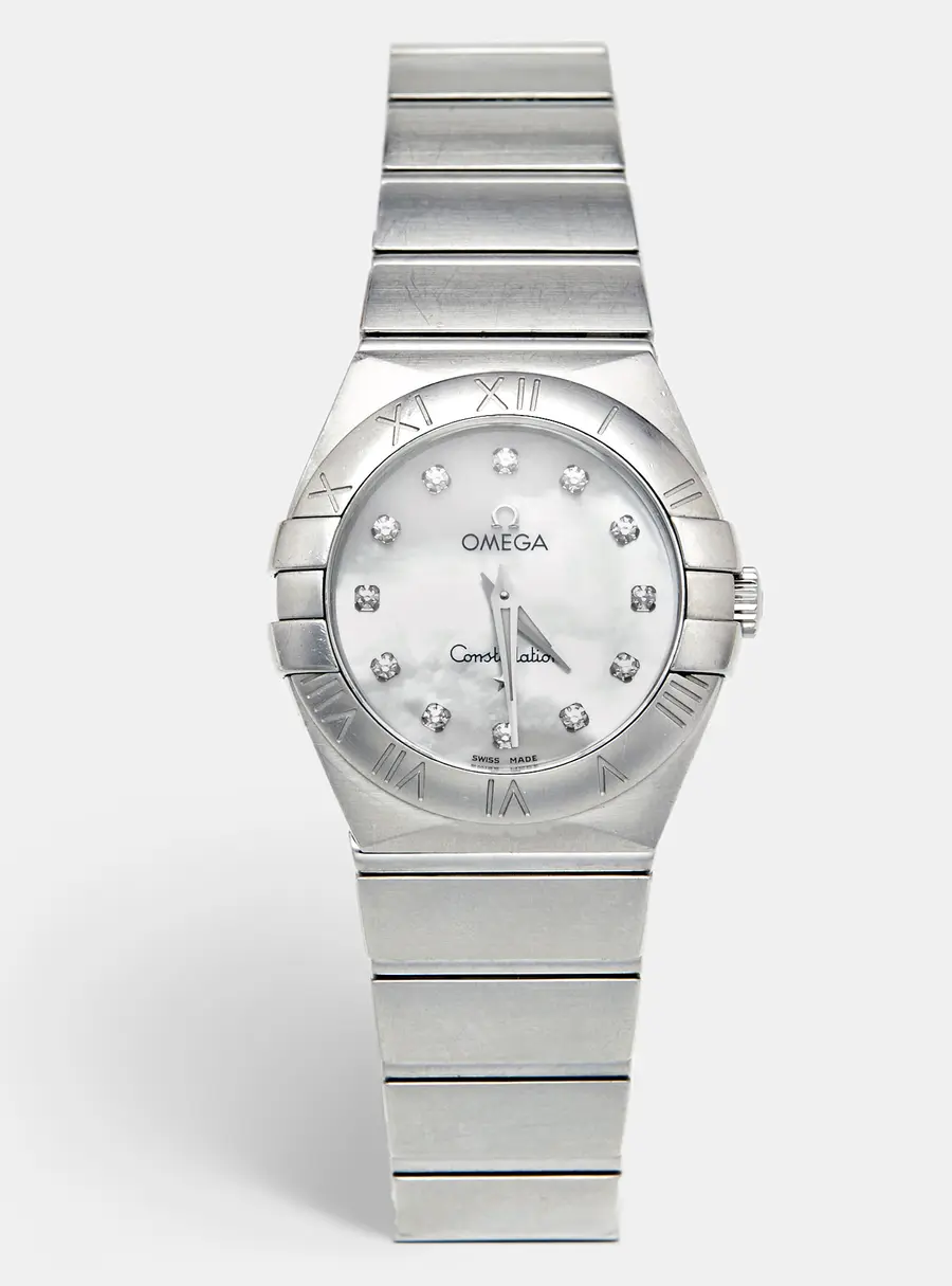 Omega Constellation 123.10.27.60.55.001 Mother Of Pearl Dial Stainless Steel Diamond Women's Wristwatch 27 mm