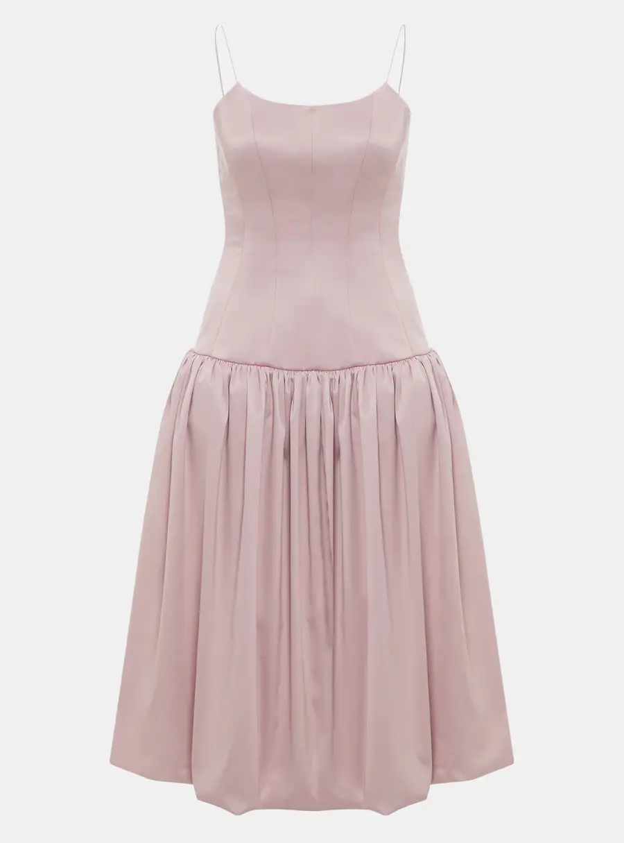 Onori Pink Corset Drop-Waist Satin Aria Dress S