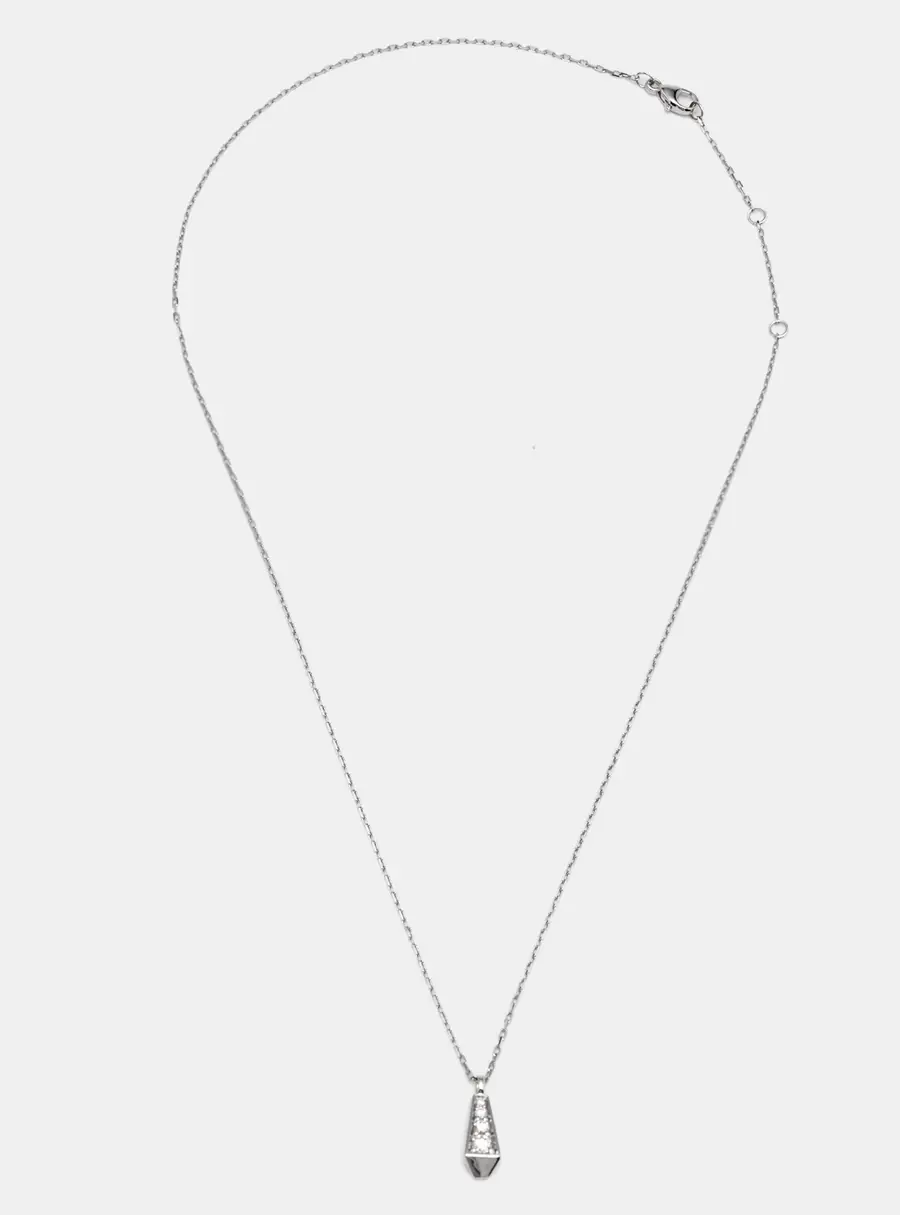 Orlov Monte Carlo Spike One Full Pave Diamonds 18k White Gold Mini Model Necklace