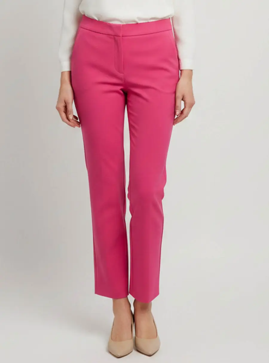 Oscar de la Renta Pink Gabardine Straight Fit Pants S