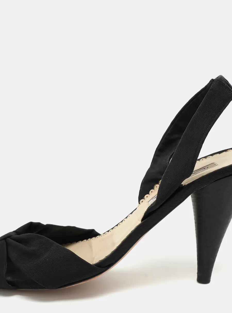 Oscar de la Renta Black Fabric Bow Slide Sandals Size 38