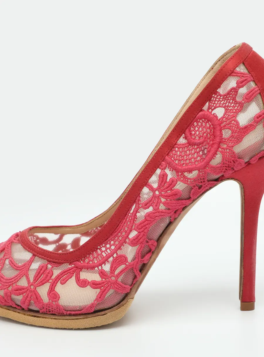 Oscar de la Renta Size 38 Pink Lace Pumps