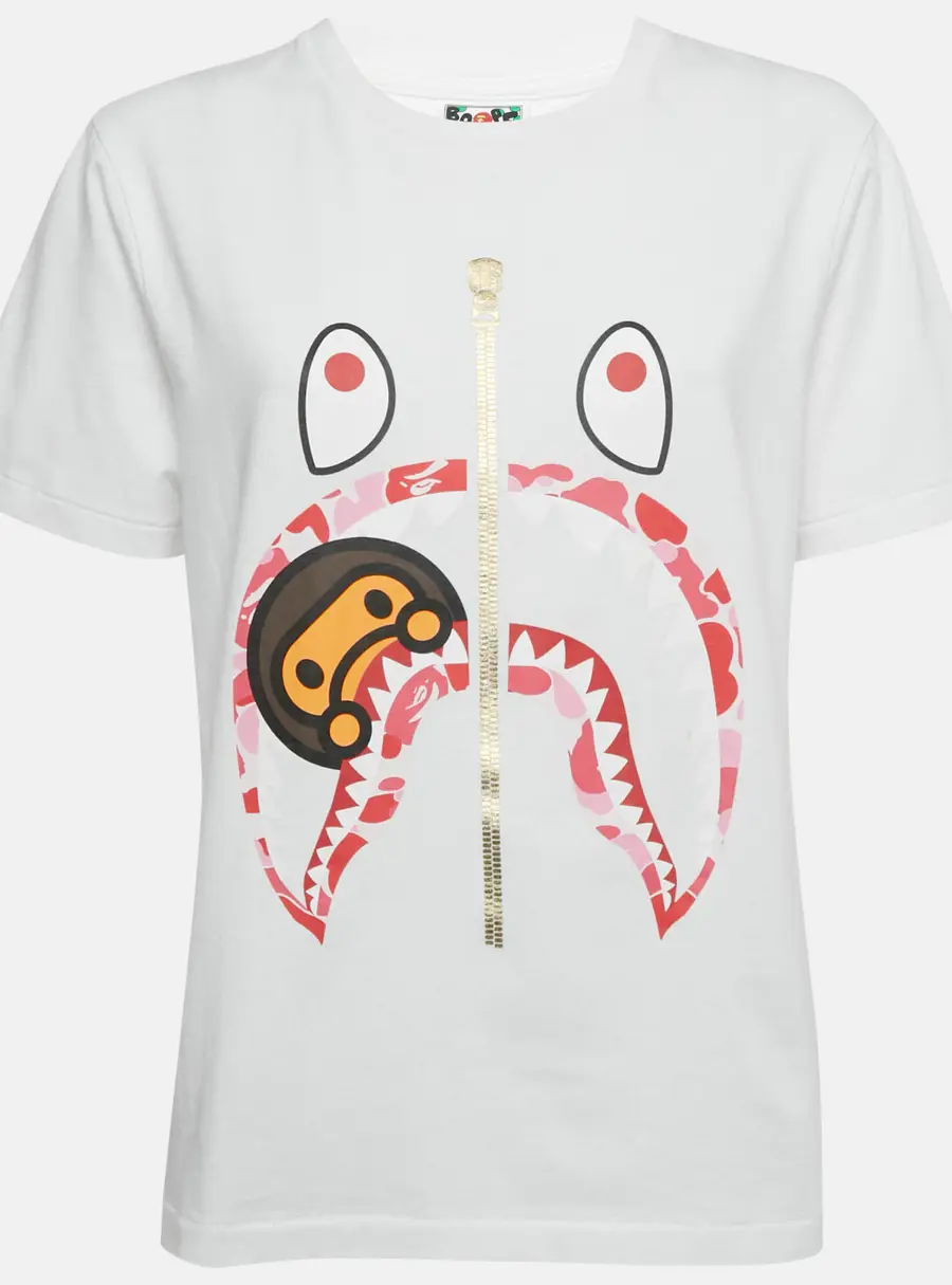 A Bathing Ape Baby Milo Shark Print Cotton T-Shirt M