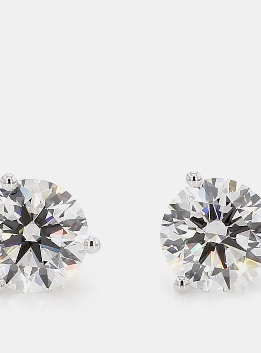 4.00 cts Round Lab Grown Diamond 14k White Gold 3 Prong Martini Studs