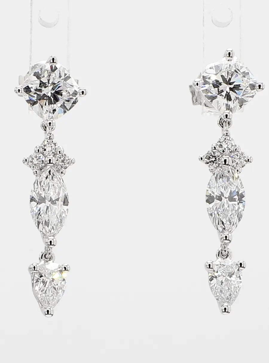 2.04 cts Lab Grown Diamond 14k White Gold Fancy Mix Earrings