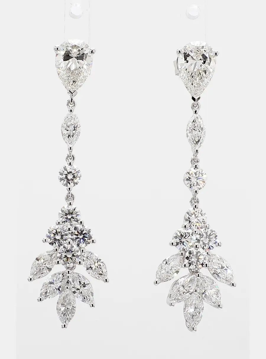 3.78 cts Lab Grown Diamond 14k White Gold Fancy Mix Earrings