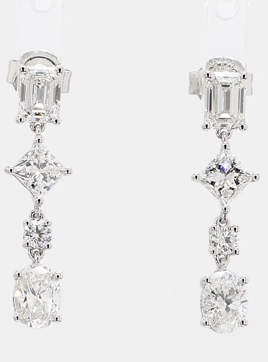 2.22 cts Lab Grown Diamond 14k White Gold Fancy Mix Earrings