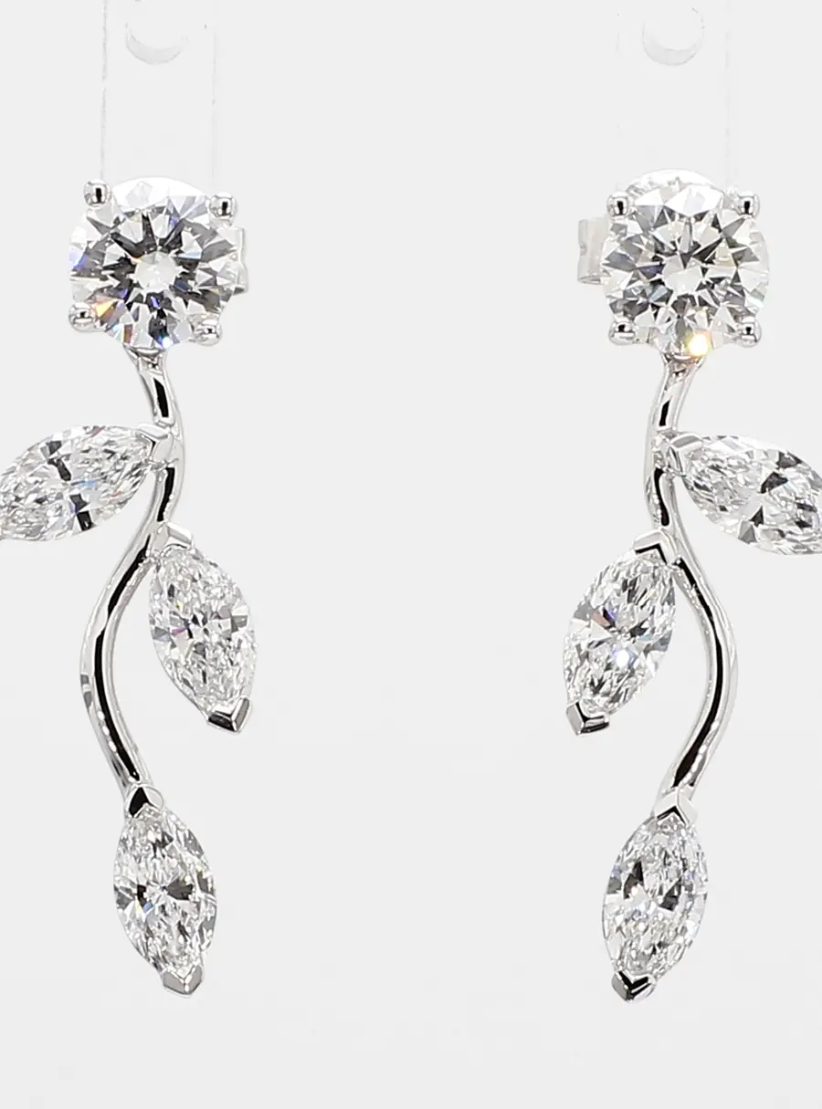 2.20 cts Lab Grown Diamond 14k White Gold Fancy Mix Earrings