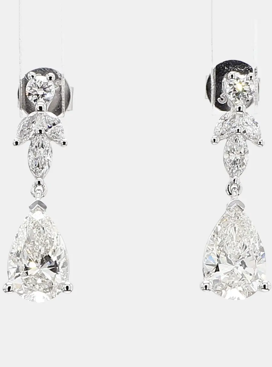 1.83 cts Lab Grown Diamond 14k White Gold Fancy Mix Earrings