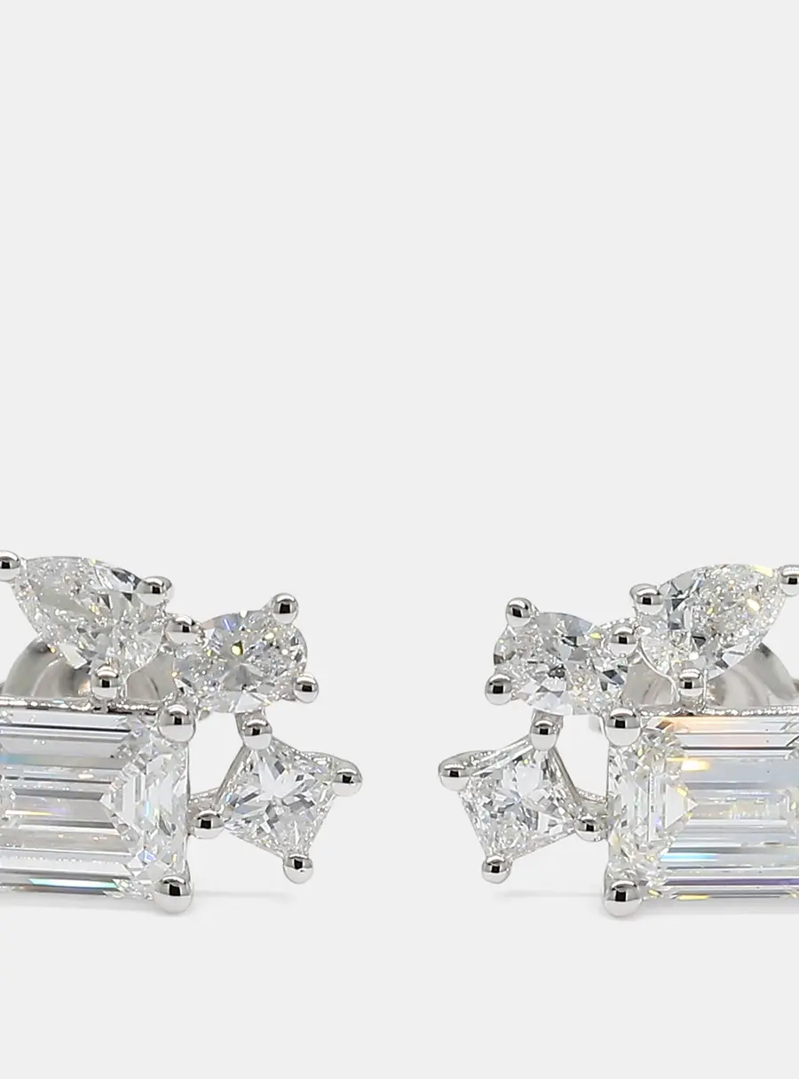 2.00 cts Lab Grown Diamond 14k White Gold Fancy Mix Studs