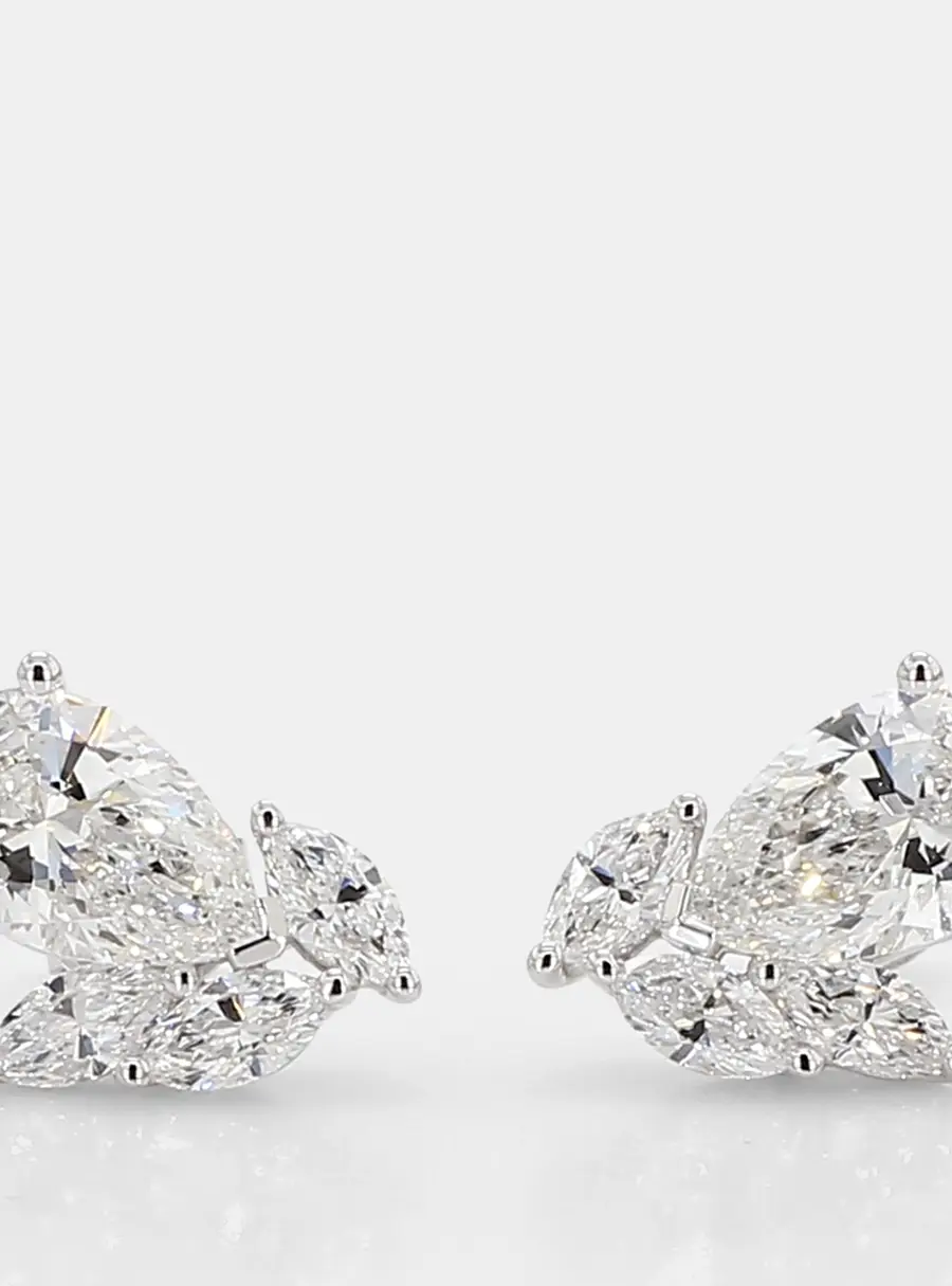 1.98 cts Lab Grown Diamond 14k White Gold Fancy Mix Studs