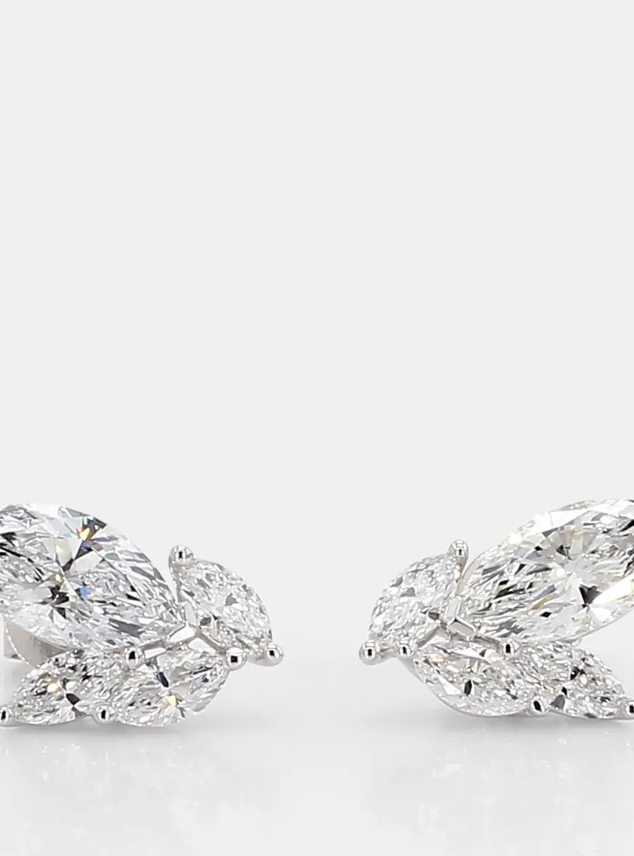 1.48 cts Lab Grown Diamond 14k White Gold Fancy Mix Studs