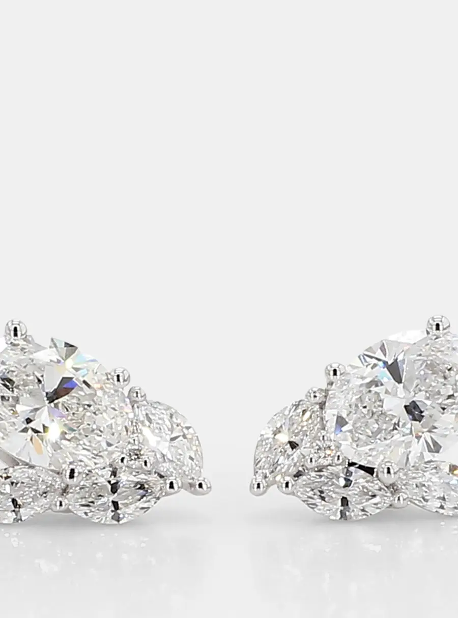 1.99 cts Lab Grown Diamond 14k White Gold Fancy Mix Studs