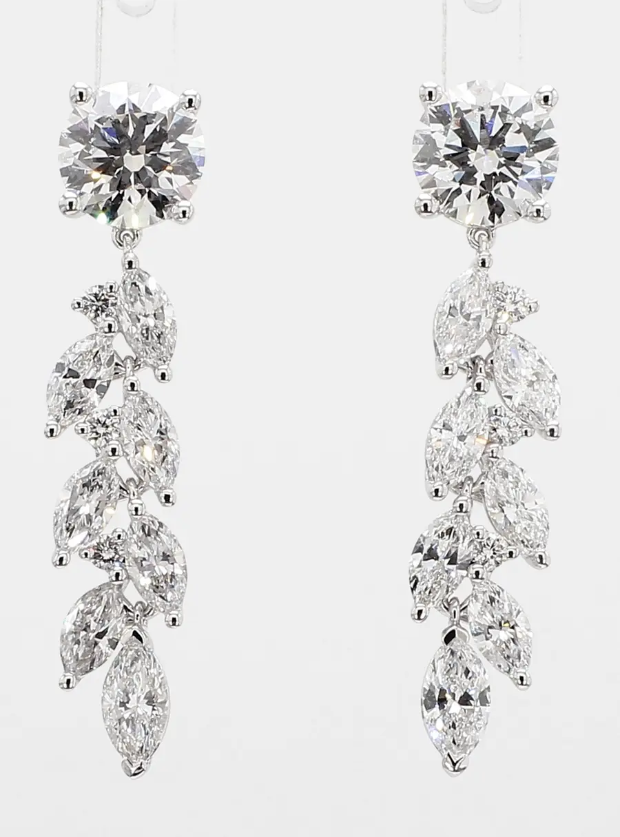 4.03 cts Lab Grown Diamond 14k White Gold Fancy Mix Earrings