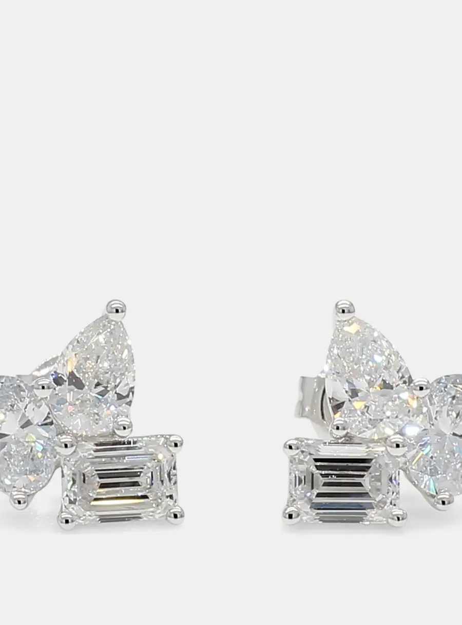 2.03 cts Lab Grown Diamond 14k White Gold Fancy Mix Studs